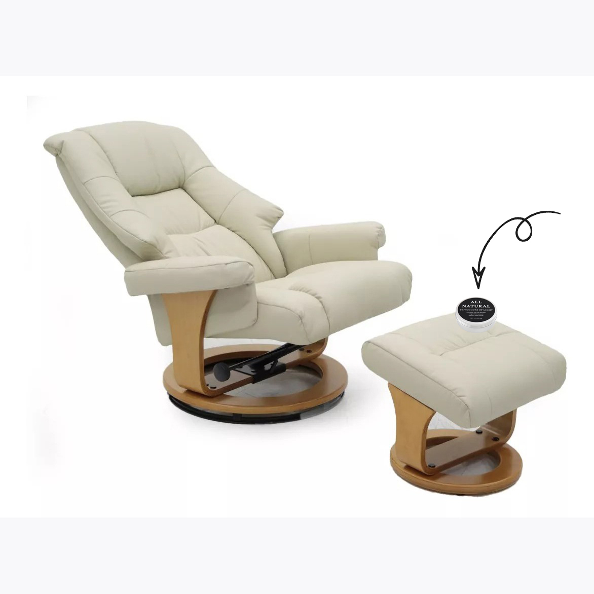 Sillon Reclinable Elegante Giratorio Otoman Taburete Vanlig Color Beige Diseo De La Tela Lujo Vinipiel