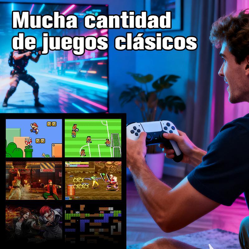 Consola de Videojuegos Retro M15 4K HDMI Stick - 64GB con 20,000+ Juegos Clasicos y 2 Controles Inalámbricos 2.4G, Plug and Play para TV