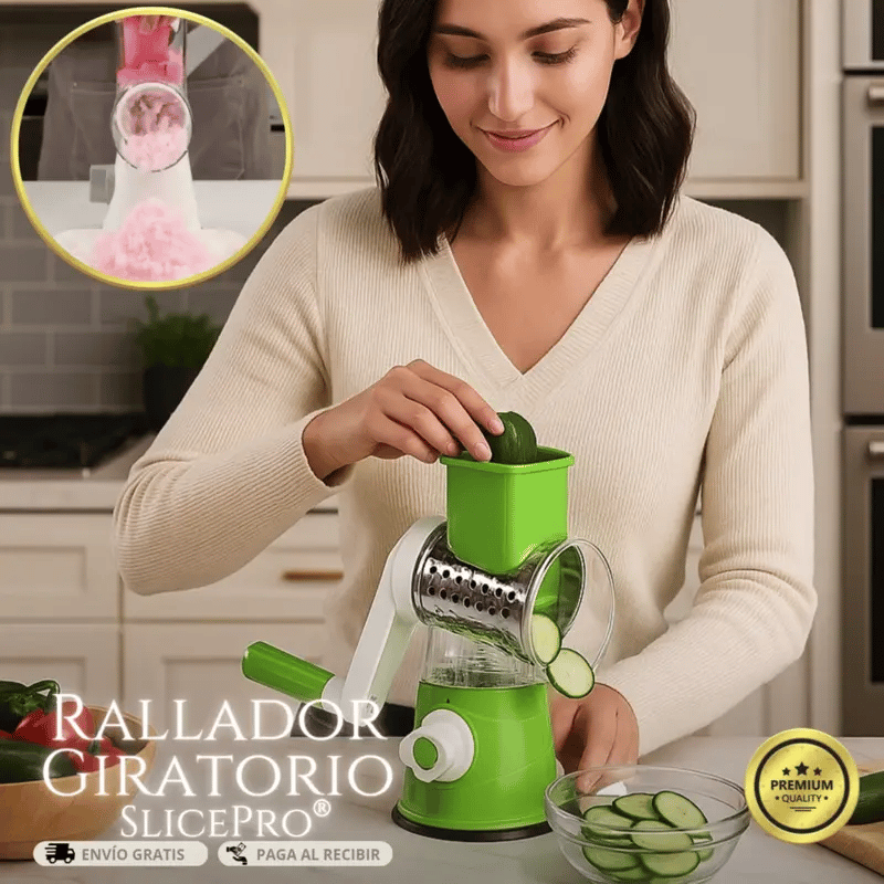 Rallador de Verduras Manual, Cortador de Verduras en Tiras y Juliana, Rayador de Queso y Zanahoria, Rebanador de Verduras y Jamón, Rallador de Repollo, Rebanadora Multifuncional de Tambor para Cocina
