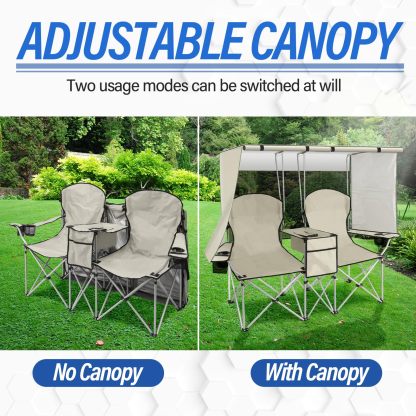 Silla de playa con toldo, silla de camping portátil con soporte de toldo de hasta 350 libras, parasol plegable con soporte para tazas y bolsa de transporte para viajes al aire última