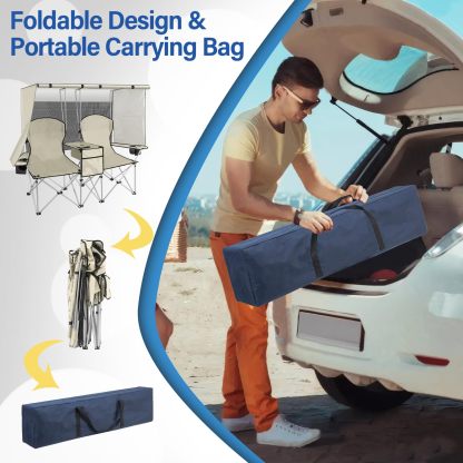 Silla de playa con toldo, silla de camping portátil con soporte de toldo de hasta 350 libras, parasol plegable con soporte para tazas y bolsa de transporte para viajes al aire última