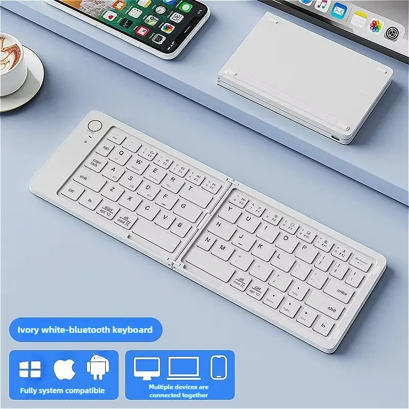 Teclado 2 plegables Mini teclado inalambricoteclado Bluetooth doble plegable con paneltactil para telefono Windows Android IOS iPad
