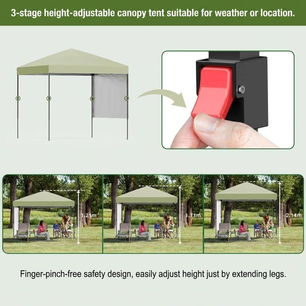 Carpa Toldo 2.2x2.2 Reforzado PlegableRapido Proteccion UV Resistente al AguaAltura Ajustable Laterales DesmontablesUltraligero y Estable pergola para patio-Impermeable Lona Oxford para Jardin Montaje