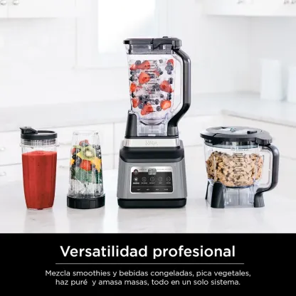Ninja Licuadora Sistema de Cocina 1400W | Jarra 72 oz + Procesador 8 Tazas + 2 Vasos 24 oz | 5 Programas Auto-iQ | Masa, Picar, Smoothies y Frozen | Apto Lavavajillas | BN801
