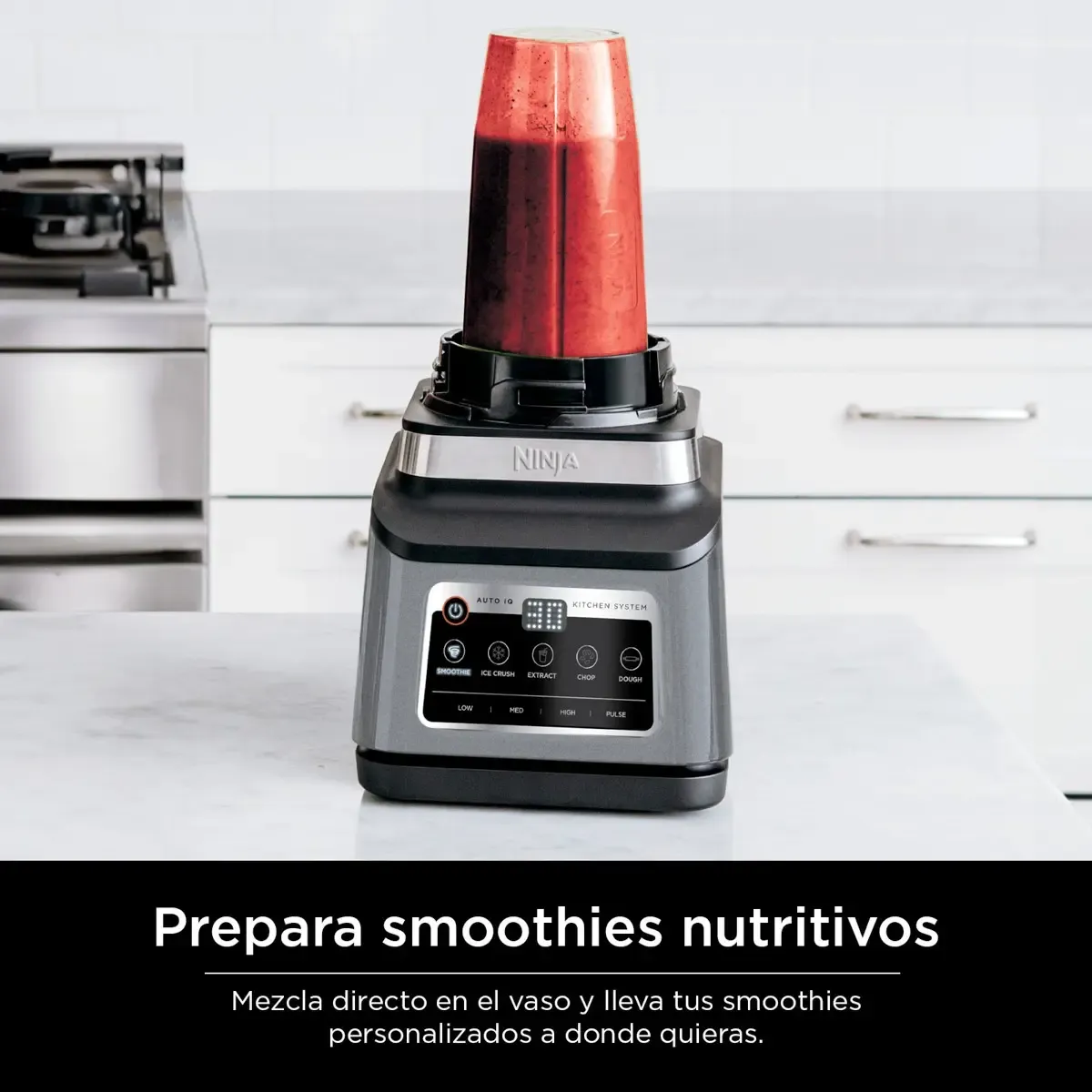Ninja Licuadora Sistema de Cocina 1400W | Jarra 72 oz + Procesador 8 Tazas + 2 Vasos 24 oz | 5 Programas Auto-iQ | Masa, Picar, Smoothies y Frozen | Apto Lavavajillas | BN801
