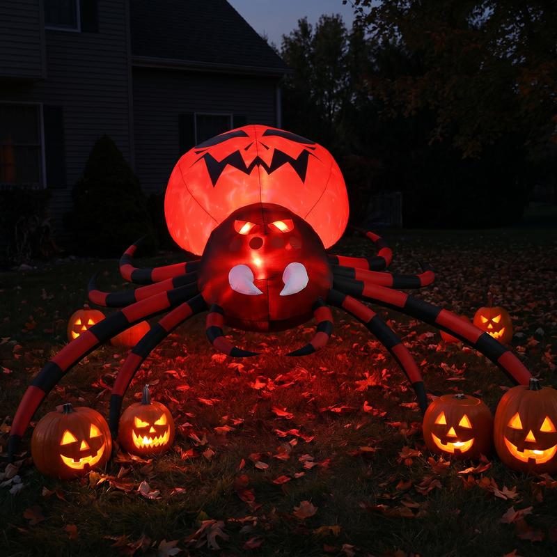 Araña Inflable Gigante de Halloween de 3.1m con Luces LED, Decoración para Jardín, Patio, Terraza y Exterior, Araña Decorativa Roja y Negra para Fiestas de Halloween, Enchufe Americano 110V