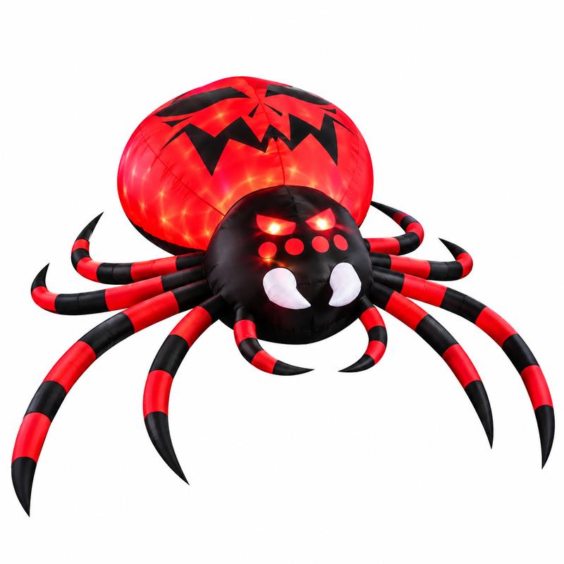 Araña Inflable Gigante de Halloween de 3.1m con Luces LED, Decoración para Jardín, Patio, Terraza y Exterior, Araña Decorativa Roja y Negra para Fiestas de Halloween, Enchufe Americano 110V