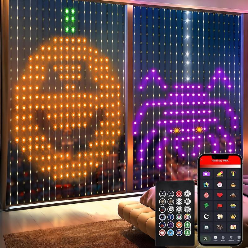 Luces de Cortina RGBIC, 900 LED Luces para Cuarto 2.1mx2.1m APP Hello Fairy