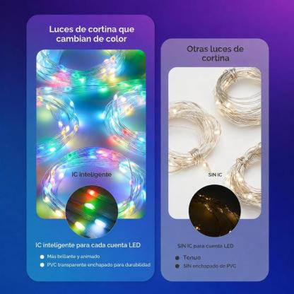 Luces de Cortina RGBIC, 900 LED Luces para Cuarto 2.1mx2.1m APP Hello Fairy