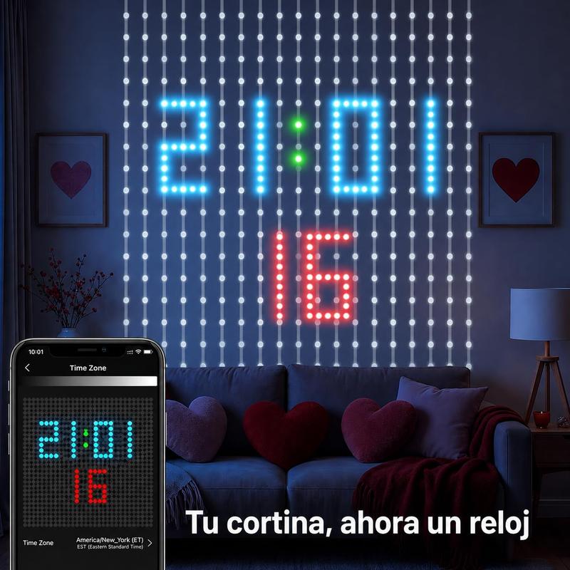 Luces de Cortina RGBIC, 900 LED Luces para Cuarto 2.1mx2.1m APP Hello Fairy