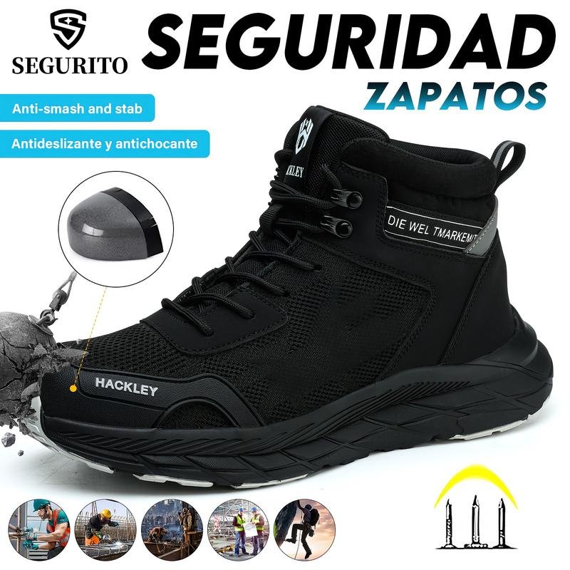 SEGURITOMX G5 I - Botas de Seguridad Industrial de Alto Corte para Hombre - Puntera de Acero Ultraligera Suela Kevlar Antiperforación Antideslizante Transpirable - Calzado de Trabajo para Almacén, Logística, Fábrica y Construcción - Tobillo Protegido Lige