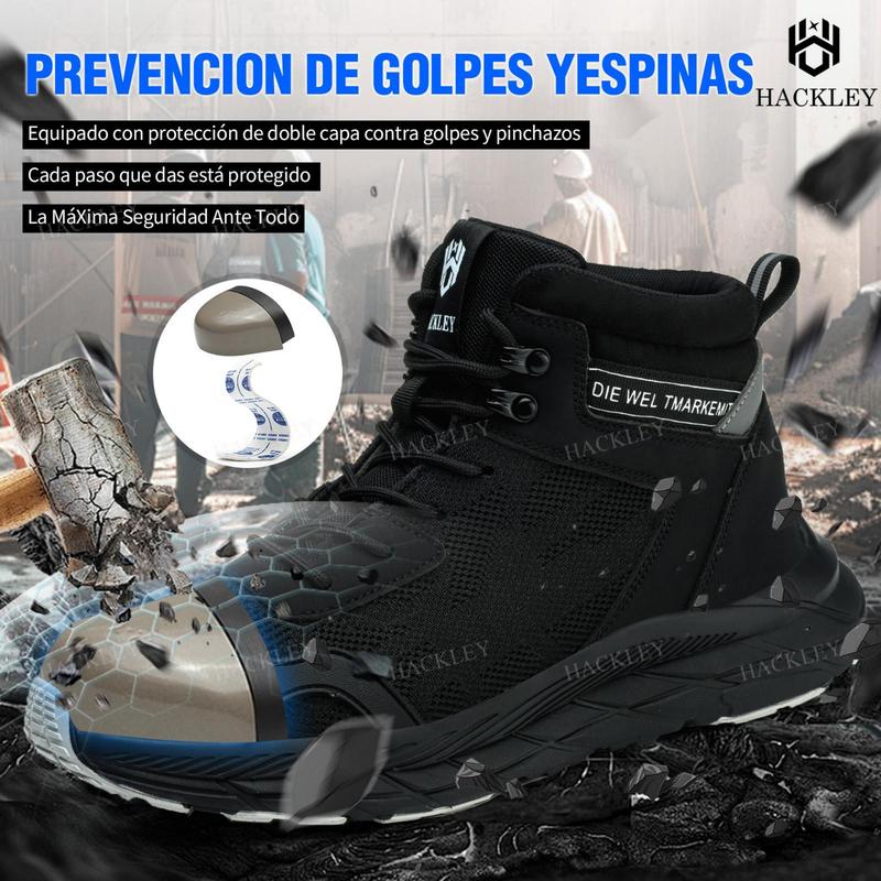 SEGURITOMX G5 I - Botas de Seguridad Industrial de Alto Corte para Hombre - Puntera de Acero Ultraligera Suela Kevlar Antiperforación Antideslizante Transpirable - Calzado de Trabajo para Almacén, Logística, Fábrica y Construcción - Tobillo Protegido Lige
