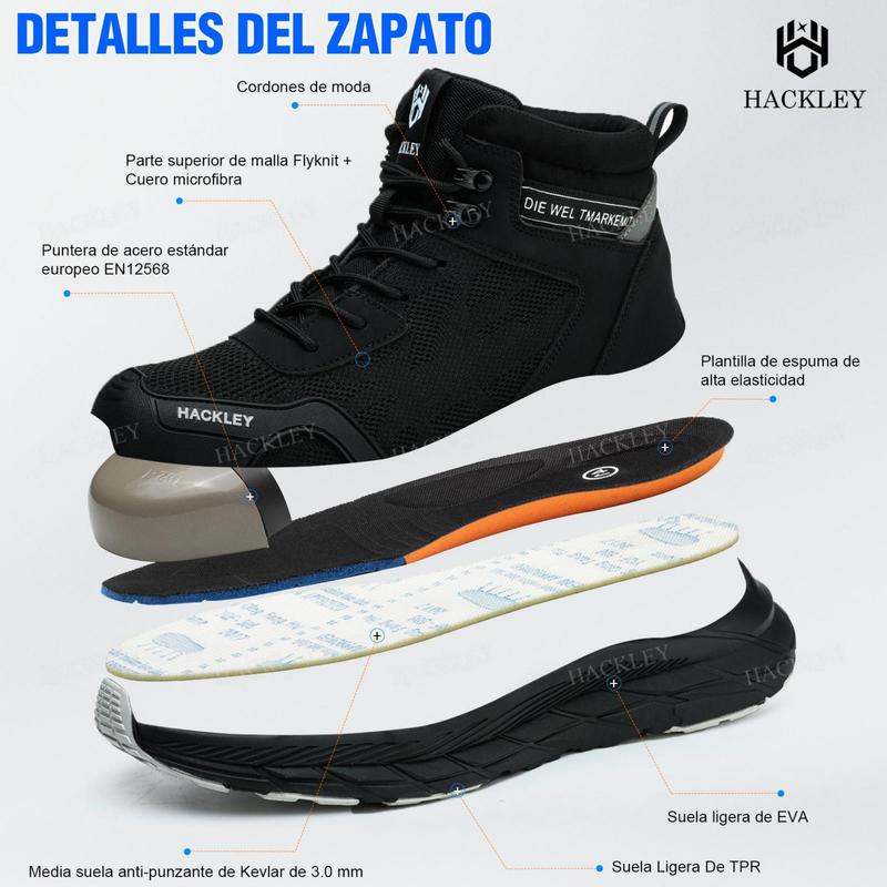 SEGURITOMX G5 I - Botas de Seguridad Industrial de Alto Corte para Hombre - Puntera de Acero Ultraligera Suela Kevlar Antiperforación Antideslizante Transpirable - Calzado de Trabajo para Almacén, Logística, Fábrica y Construcción - Tobillo Protegido Lige