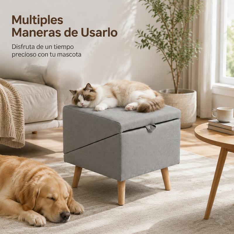 Rampa para Perros 2 en 1 con Silla Escalera Antideslizante para Mascotas Diseño Transformable para Sofá y Cama