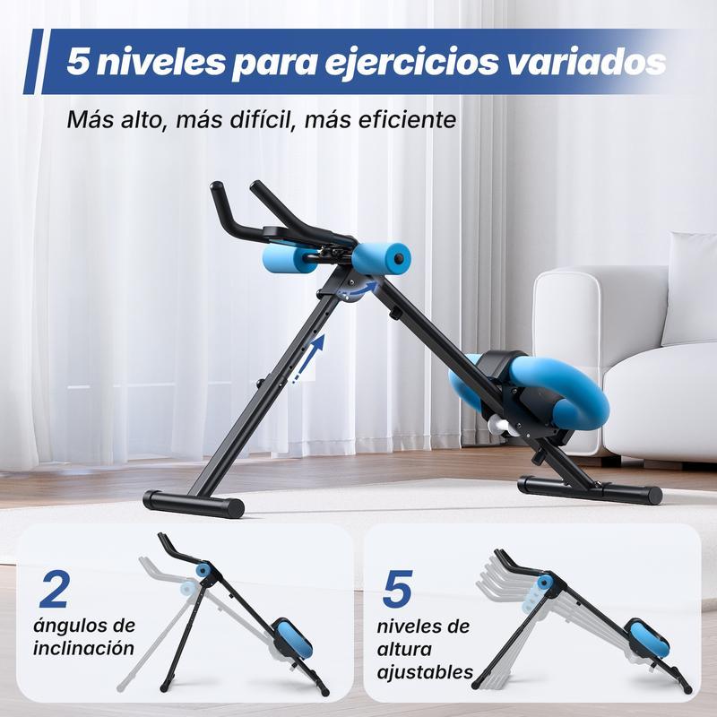MERACH Máquina Entrenadora Abdominal Ajustable con Monitor LCD, Ejercicio Plegable para Núcleo, Brazos, Piernas y Glúteos, Acero Premium, 5 Niveles de Ajuste, Seguimiento Automático, 440 Libras Capacidad