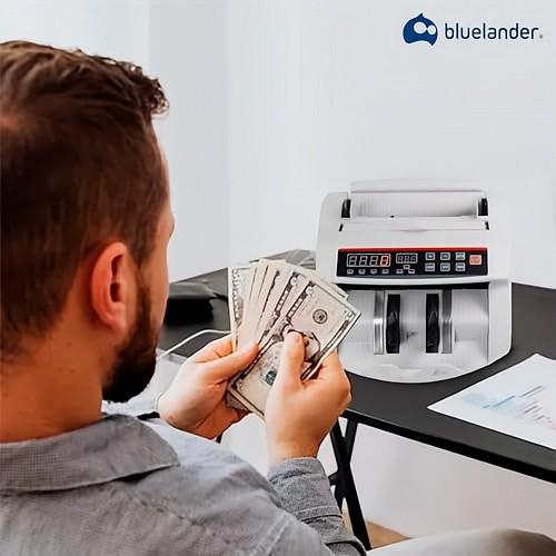 Contadora de Billetes, 29.2 * 24.9 * 17.8 cm, Maquina Contadora y Verificador de Falsificaciones de Billetes con Doble Pantalla, Detector de Billetes Falsos