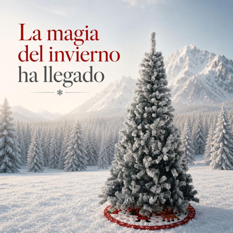 Árbol De Navidad Pino Nevado de 2.10 Mts. GRATIS PIE DE ÁRBOL NAVIDEÑO, CUBIERTA PARA BASE DE ÁRBOL DE 90 CM.