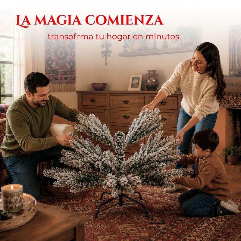 Árbol De Navidad Pino Nevado de 2.10 Mts. GRATIS PIE DE ÁRBOL NAVIDEÑO, CUBIERTA PARA BASE DE ÁRBOL DE 90 CM.