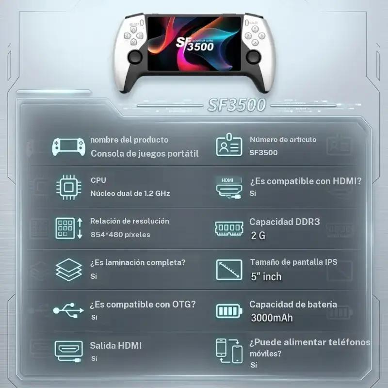 Consola de arcade portátil Sf3500 con pantalla grande de 5 pulgadas IPS HD, para dos jugadores en batallas, compatible con TV, juegos clásicos, ideal para el hogar, la residencia universitaria y fiestas#MEJORES SELECCIONES
