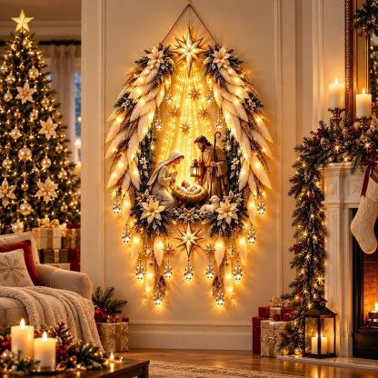 Genérico Aplique Angel Blessing, 2026 ángel navideño Starglow en Cascada con Estrellas Brillantes, decoración navideña con LED para el Dormitorio y el hogar, luz Nocturna cálida y Celestial (2pc)