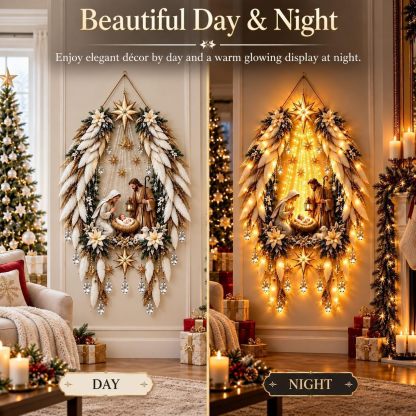 Genérico Aplique Angel Blessing, 2026 ángel navideño Starglow en Cascada con Estrellas Brillantes, decoración navideña con LED para el Dormitorio y el hogar, luz Nocturna cálida y Celestial (2pc)