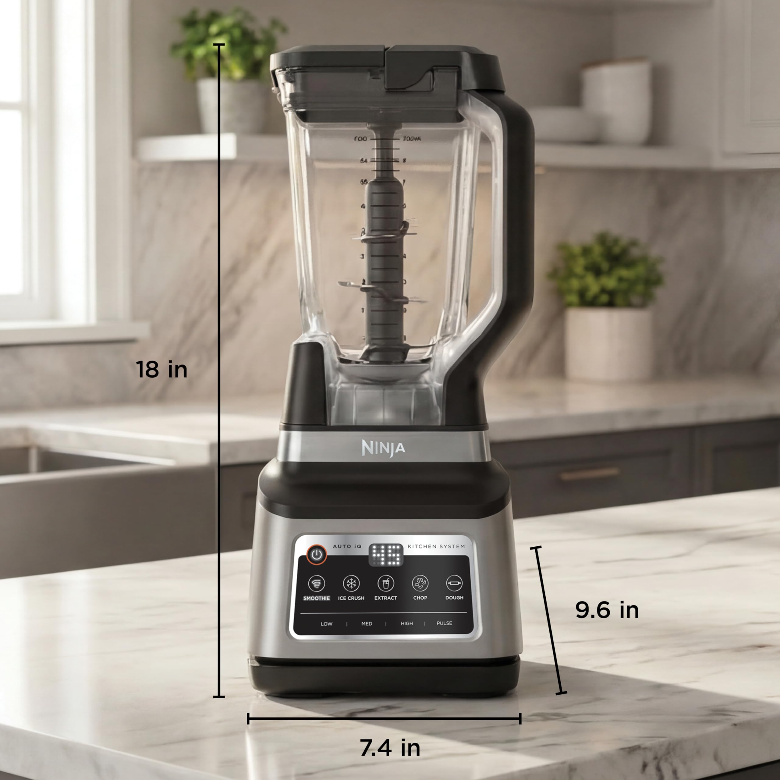 Ninja Licuadora Sistema de Cocina 1400W | Jarra 72 oz + Procesador 8 Tazas + 2 Vasos 24 oz | 5 Programas Auto-iQ | Masa, Picar, Smoothies y Frozen | Apto Lavavajillas | BN801