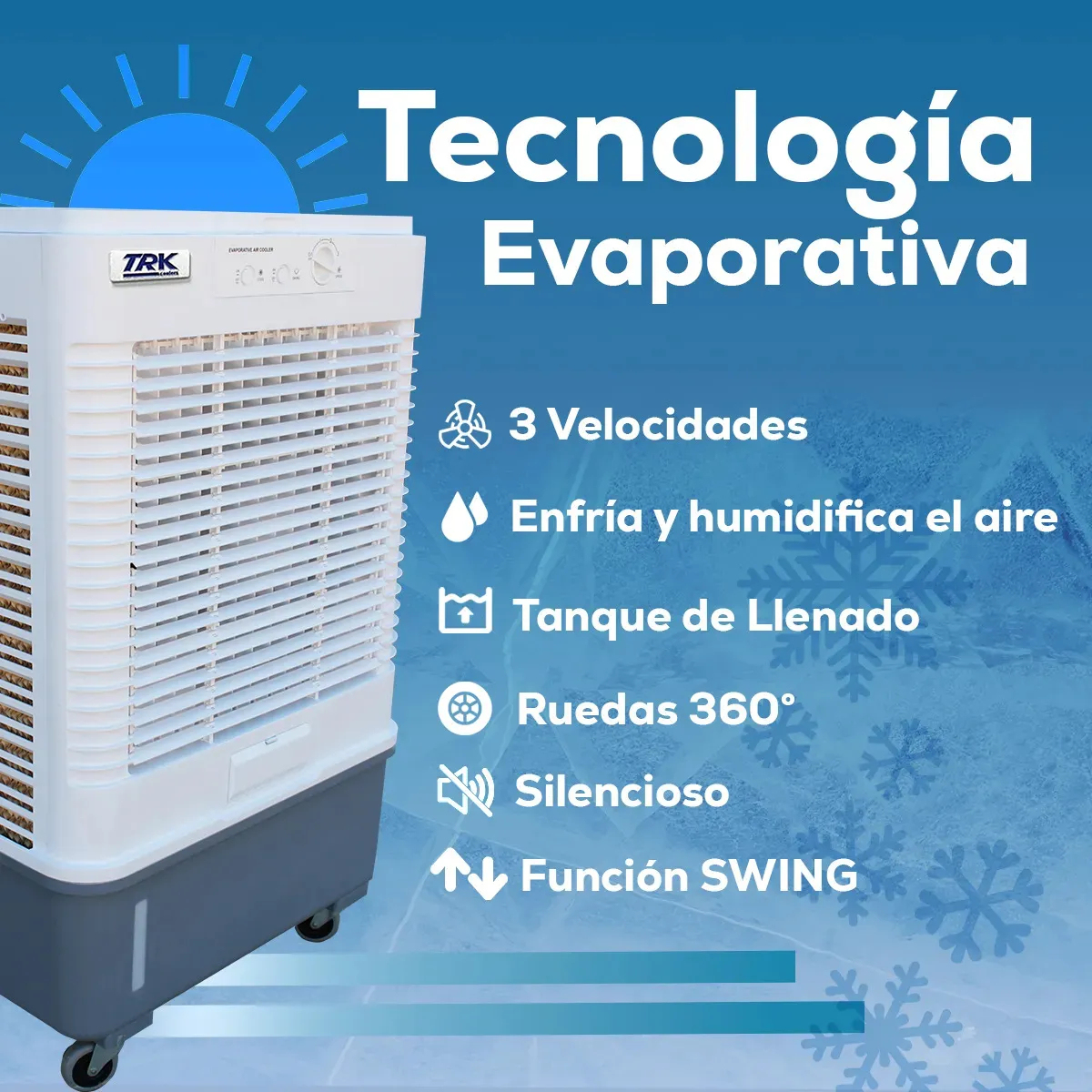 🔥 Enfriador de aire evaporativo portátil de 300 W y 50 L - Artículo más vendido en 2026 🍃 Aire acondicionado para el hogar, el jardín y exteriores
