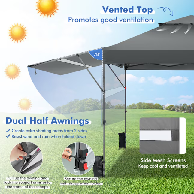 Mondawe 10-ft x 10-ft Square Gray Pop-up canopy