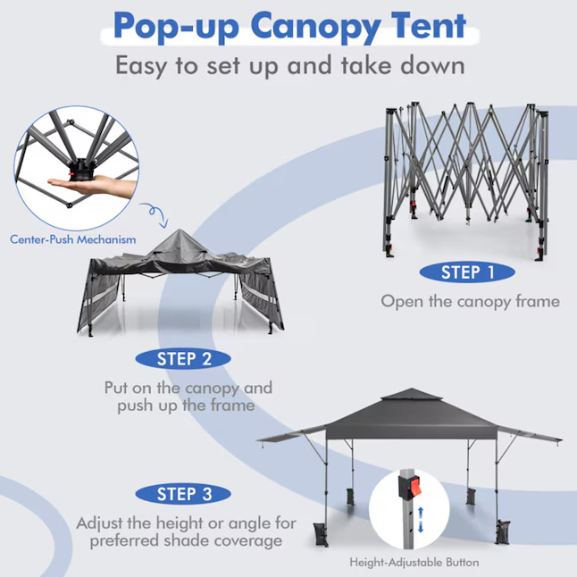 Mondawe 10-ft x 10-ft Square Gray Pop-up canopy