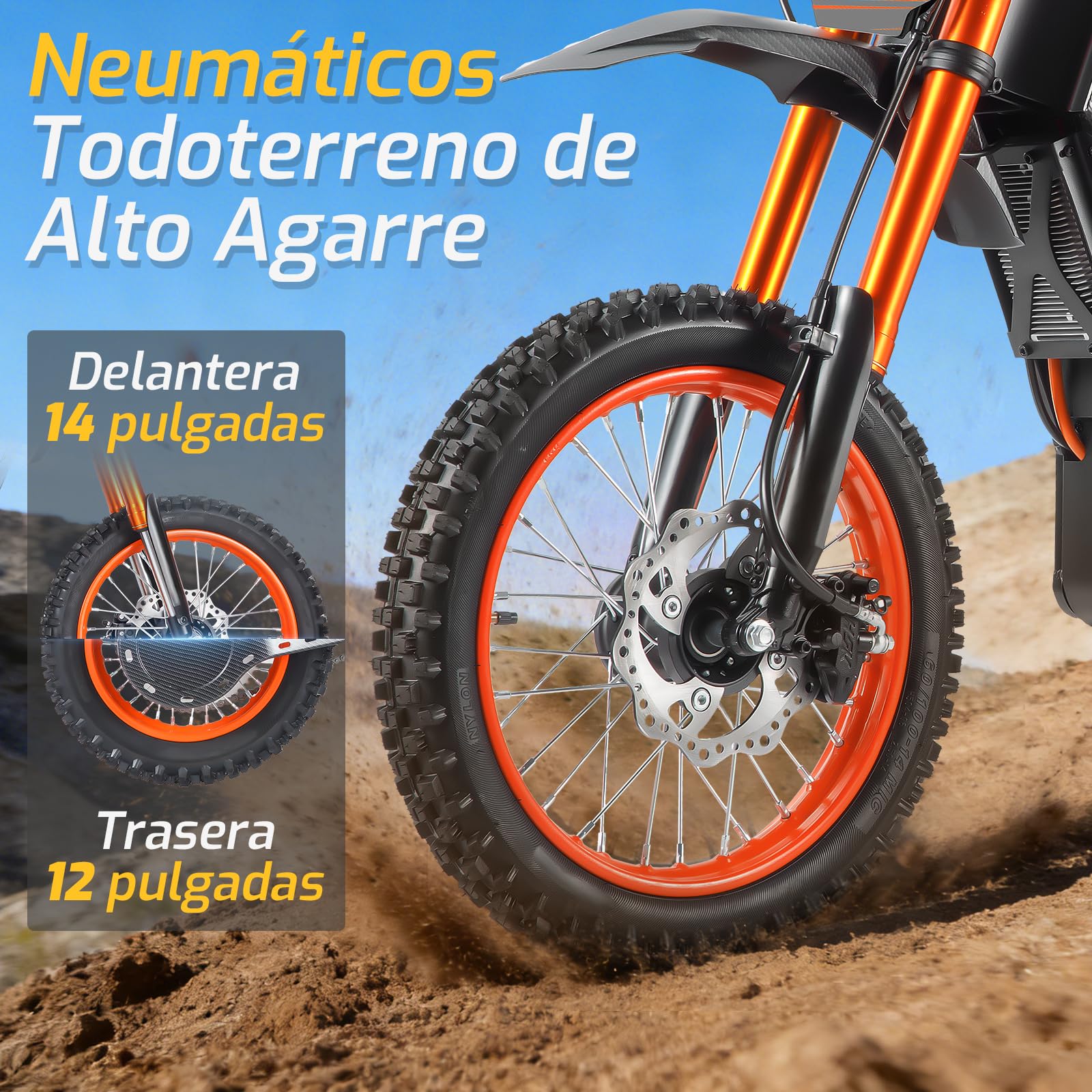 HONEYWHALE MT4 Bicicleta Electrica 2000W-55KM/H-50KM Montaña Adultos | Freno Hidráulico, Neumáticos Todoterreno 14/12", Suspensión y Diseño para Aventuras
