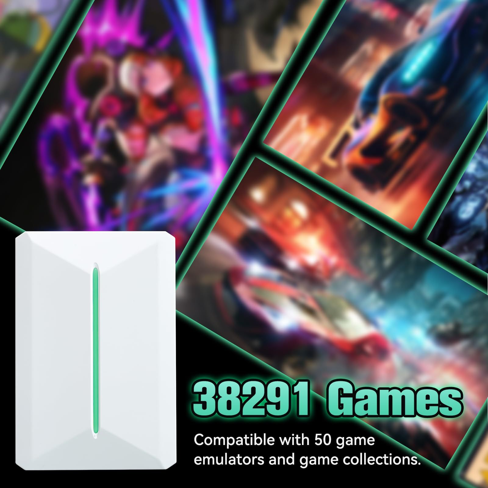 Retro Game Console Hdd 500GB, Plug and Play Video Game Console with Built in 38291 Game, Emulator Console Compatible with 50 Game Emulators, Playnite&Retrobat 2 Game Syatem in 1, Portable Game Console