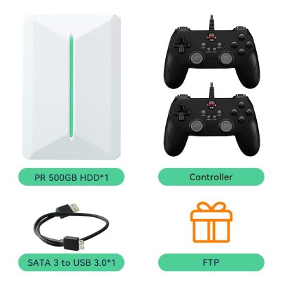 Retro Game Console Hdd 500GB, Plug and Play Video Game Console with Built in 38291 Game, Emulator Console Compatible with 50 Game Emulators, Playnite&Retrobat 2 Game Syatem in 1, Portable Game Console