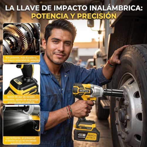 Kit Taladro Inalámbrico + Llave de Impacto 21V, Pistola de Impacto 1/2" 650 Nm, Combo 2 en 1 con 2 Baterías de 4.0 Ah, Cargador y Maletín para Auto, Mecánica y Hogar