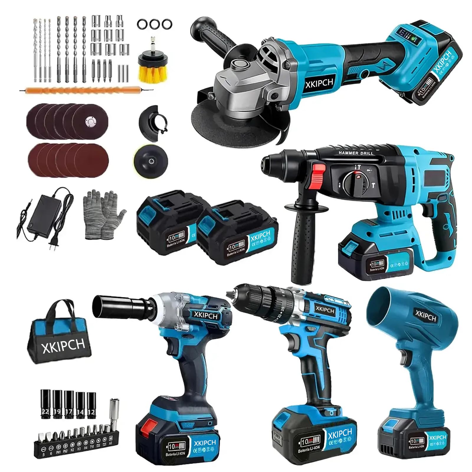 Kit Taladro Inalámbrico + Llave de Impacto 21V, Pistola de Impacto 1/2" 650 Nm, Combo 2 en 1 con 2 Baterías de 4.0 Ah, Cargador y Maletín para Auto, Mecánica y Hogar