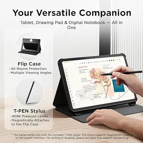 Tableta Android TCL NXTPAPER 11 Gen 2 - Pantalla NXTPAPER 4.0 de 11", bloc de dibujo/cuaderno digital para creadores de contenido, lápiz óptico y funda con tapa incluidos (protección de pantalla), Android 15, herramientas de IA, 6+64 GB/8+128 GB de RAM, b
