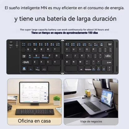 Teclado 2 plegables Mini teclado inalambricoteclado Bluetooth doble plegable con paneltactil para telefono Windows Android IOS iPad