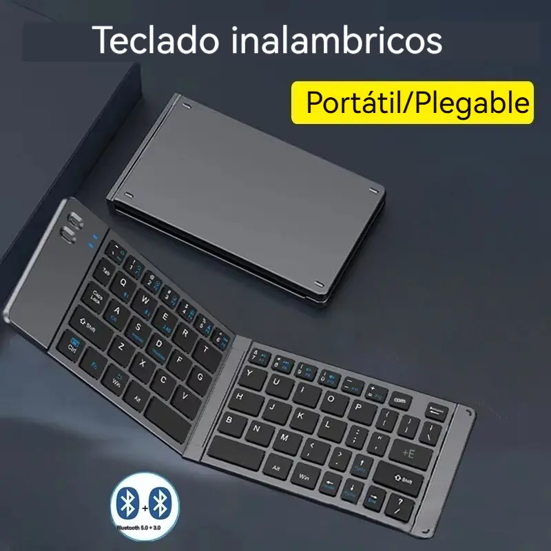 Teclado 2 plegables Mini teclado inalambricoteclado Bluetooth doble plegable con paneltactil para telefono Windows Android IOS iPad