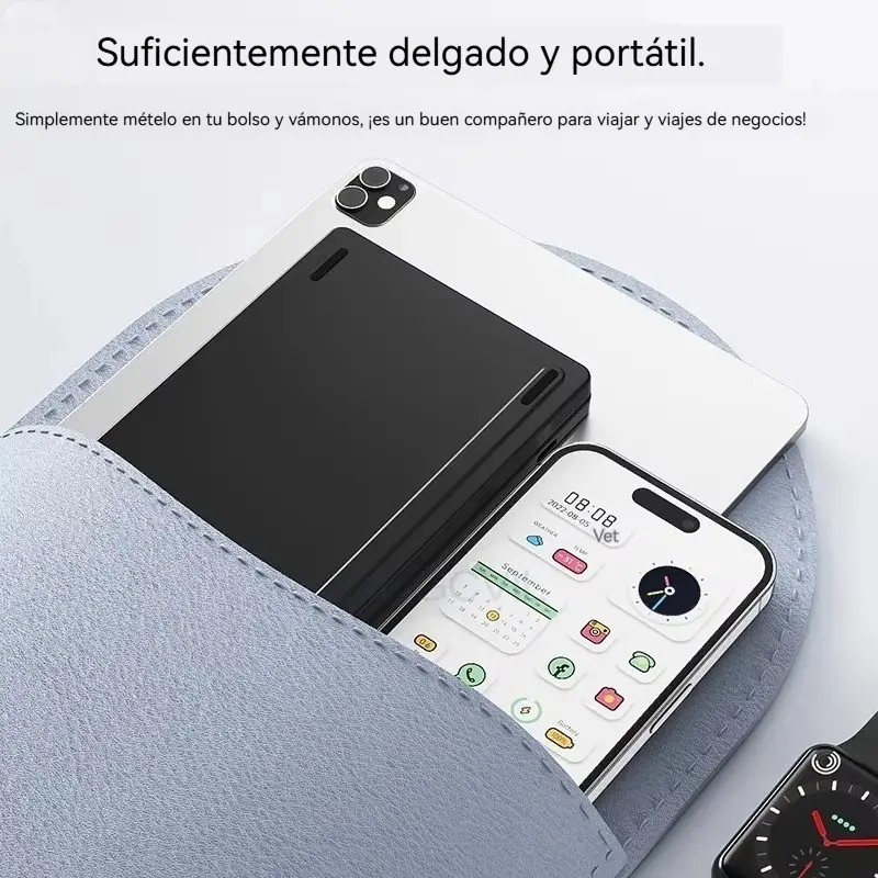 Teclado 2 plegables Mini teclado inalambricoteclado Bluetooth doble plegable con paneltactil para telefono Windows Android IOS iPad