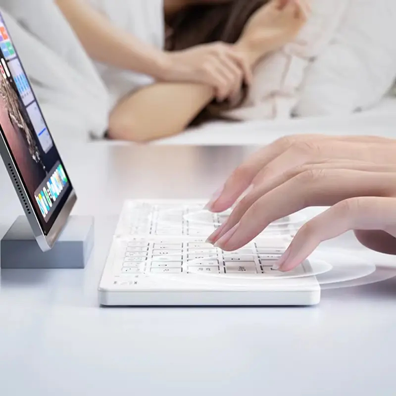 Teclado 2 plegables Mini teclado inalambricoteclado Bluetooth doble plegable con paneltactil para telefono Windows Android IOS iPad