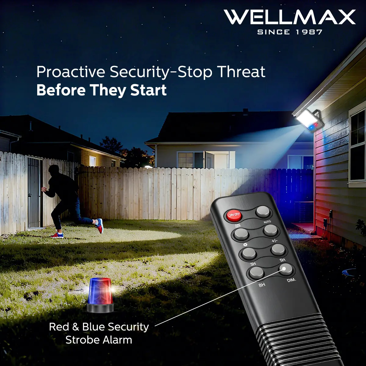 Lámpara solar de exterior WELLMAX, versión mejorada, con panel solar y mando a distancia, 6500K.