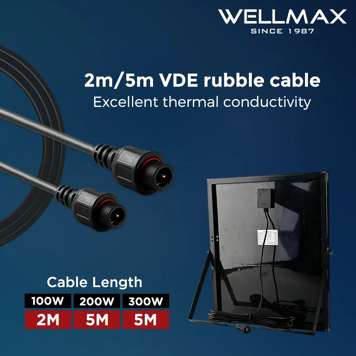 Lámpara solar de exterior WELLMAX, versión mejorada, con panel solar y mando a distancia, 6500K.