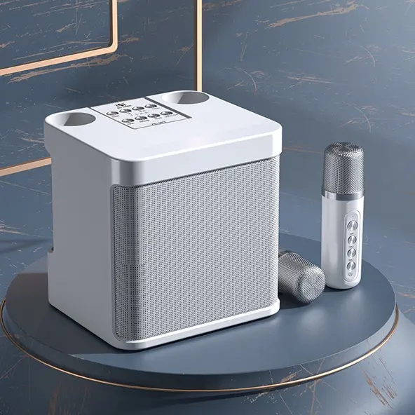 Altavoz de karaoke Bluetooth con 2 micrófonos inalámbricos | Mini máquina de karaoke portátil | Altavoz recargable para fiestas