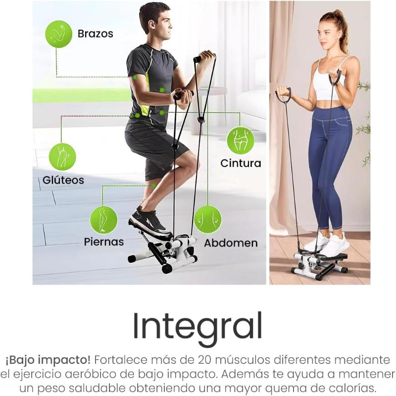 Mini Escaladora Fitness con Monitor LCD y Bandas de Resistencia Removibles para Ejercicio en Casa