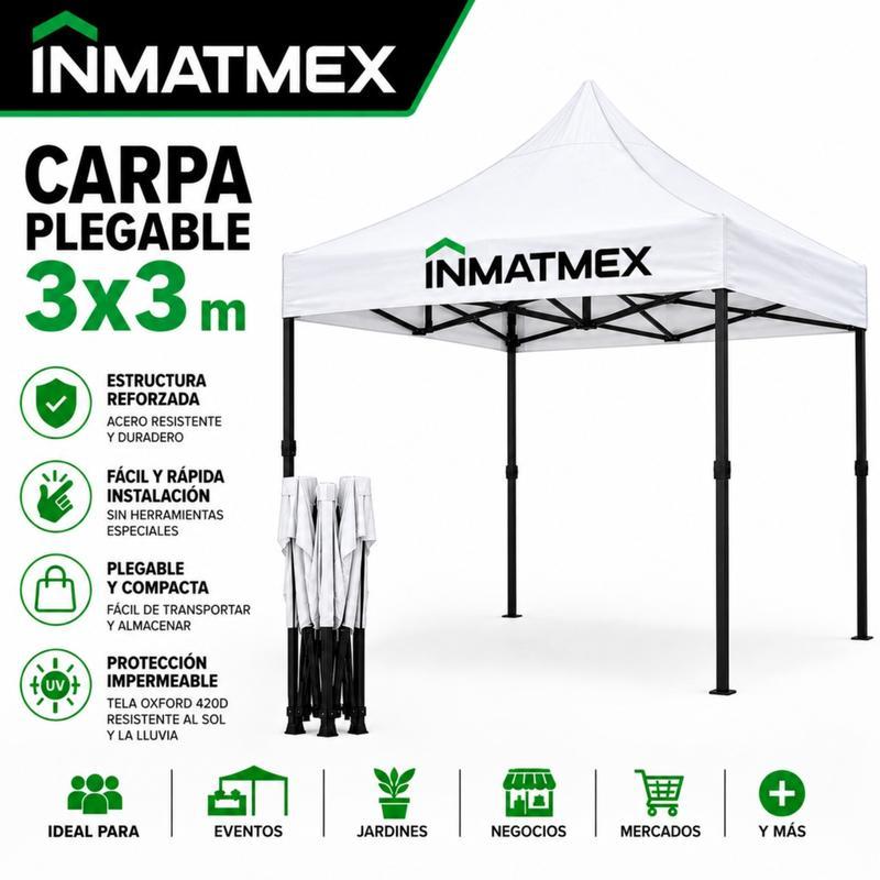 CARPA PLEGABLE 3X3 IMPERMEABLE PARA EVENTOS Y EXTERIOR