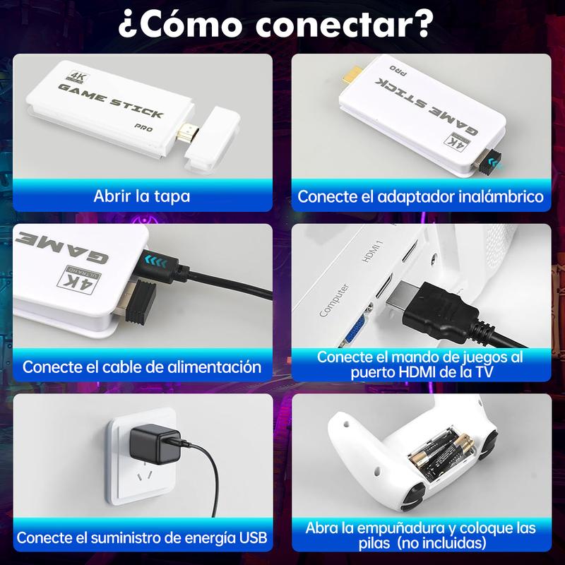 Consola de Videojuegos Retro M15 4K HDMI Stick - 64GB con 20,000+ Juegos Clasicos y 2 Controles Inalámbricos 2.4G, Plug and Play para TV