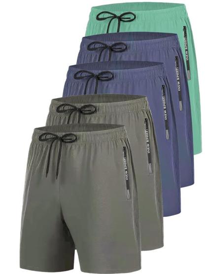 Summer Men's Shorts (5 Pack), Disposable Quick-Dry Fitness Shorts, Lightweight Polyester Shorts, Casual Fitted Design, All Seasons