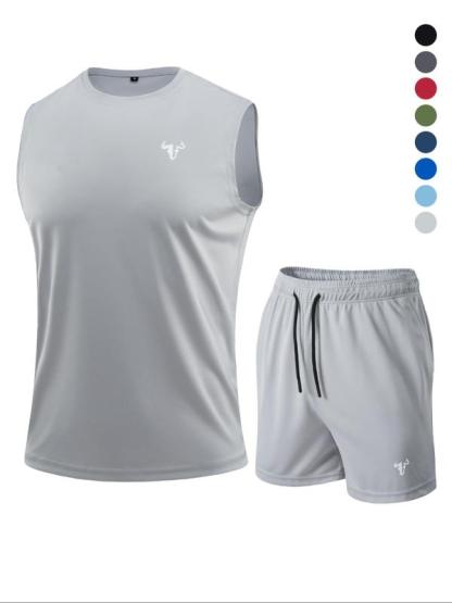 Conjunto deportivo de verano para hombre, paquete de 6 piezas, ropa deportiva ligera con compresión, camiseta de entrenamiento, top sin mangas reflectante, poliéster transpirable, ideal para gimnasio, correr, ciclismo, baloncesto y en casa, outfit activo