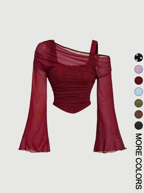 Women's Drop Shoulder Slim Fit Casual T-Shirt, Fashionable Comfortable Autumn Top, Stylish Ladies' Clothing for Daily Wear