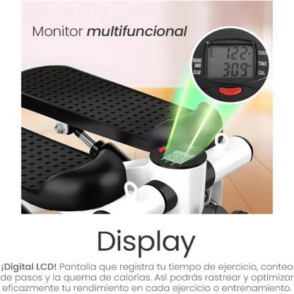 Mini Escaladora Fitness con Monitor LCD y Bandas de Resistencia Removibles para Ejercicio en Casa