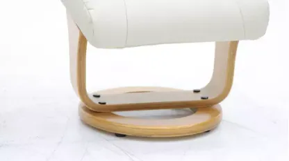 Sillon Reclinable Elegante Giratorio Otoman Taburete Vanlig Color Beige Diseño De La Tela Lujo Vinipiel